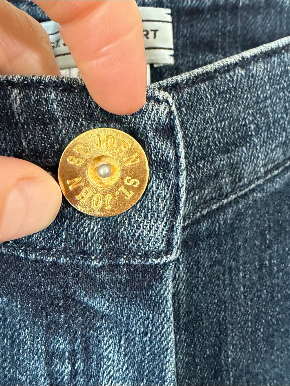 Vintage St. John Sport High Rise Straight Leg Blue Denim Jeans Size2 Gold Button - Picture 10 of 13